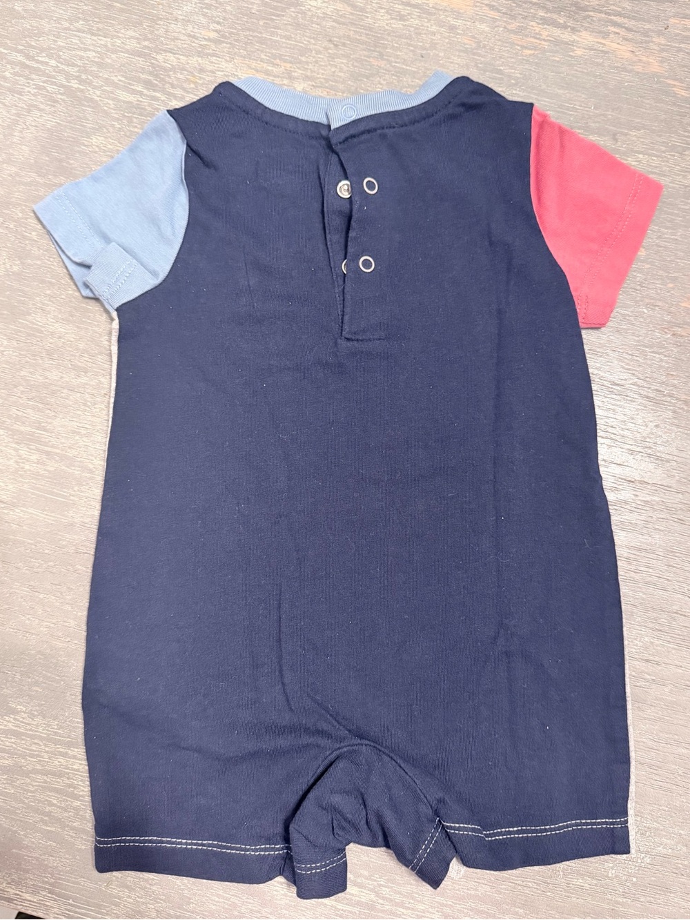 Ralph Lauren Baby Colorblock Pocket Romper - Gray with green & Blue size 3 month - Picture 5 of 5